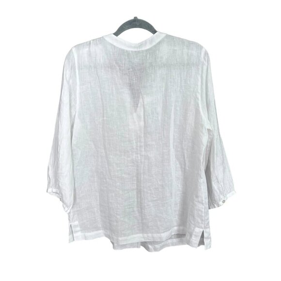 NWT Tommy Bahama Women's White Linen Long Sleeve Tunic Blouse Size Medium - Picture 2 of 13